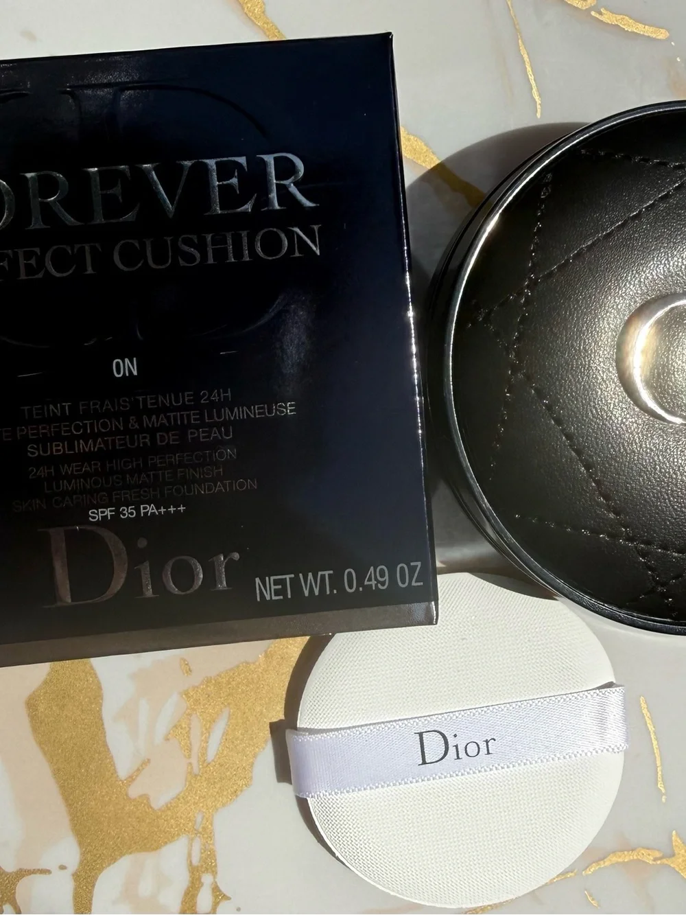 Dior Cushion Foundation Black Quilted Leather Compact Shade 0N NIB AMAZING
